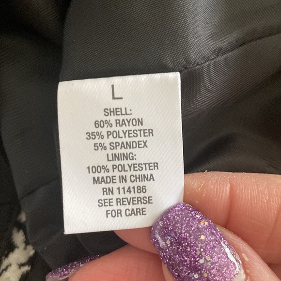 Roz & Ali woman’s black / white lightweight belted  jacket Rayon blend size L - Picture 8 of 14